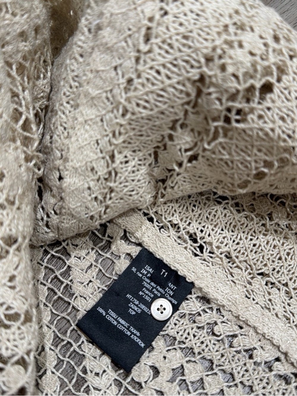 Isabel Marant Zainos crochet ruffle top in neutral - Picture 6 of 9